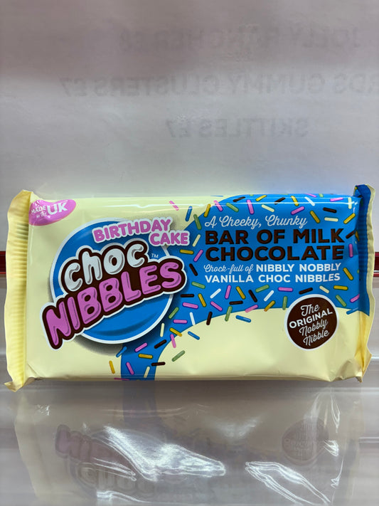 Choc Nibbles Birthday Cake Bar 100g